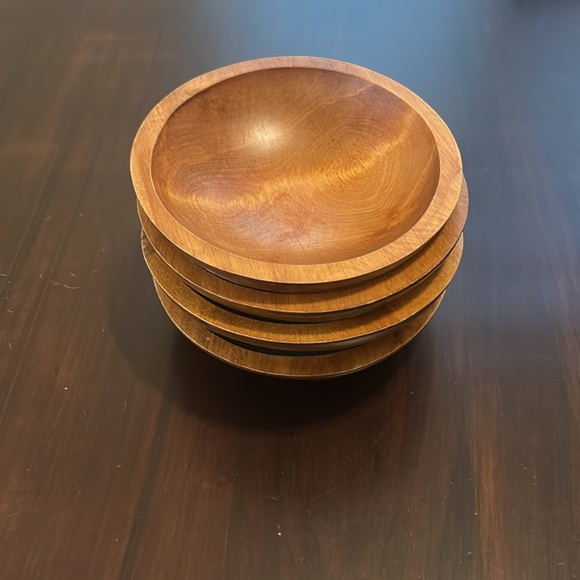 Vintage Baribocraft Canada Set Of 4 Maple Salad Bowls Mid Century Modern - Picture 10 of 11